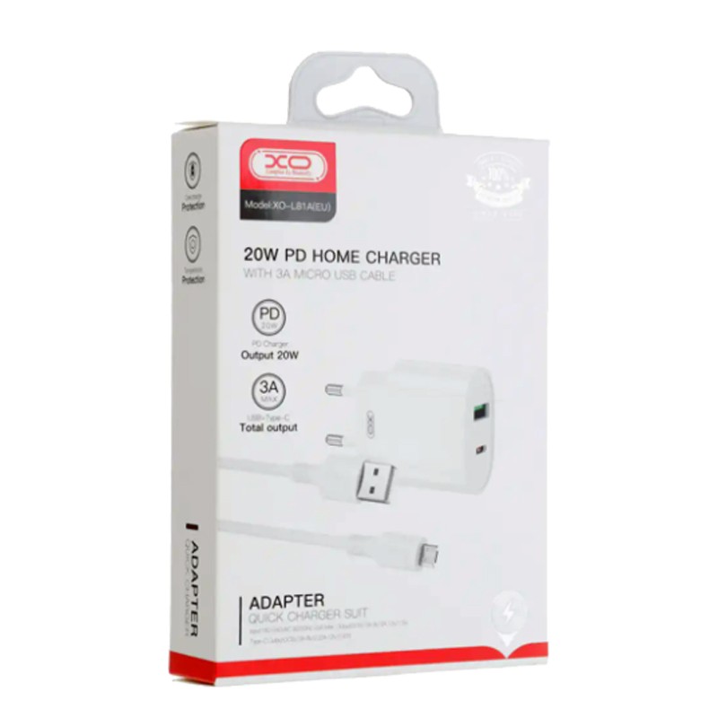 KIT CHARGE TYPE-C QUICK CHARGE 3A 20W XO L81A